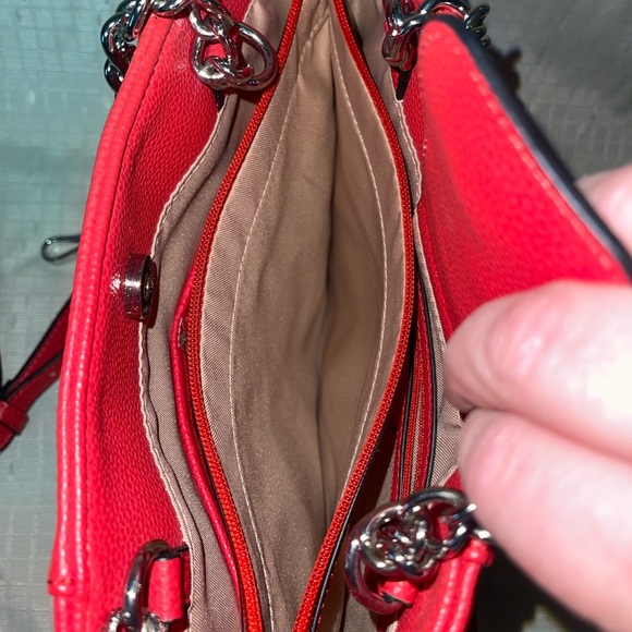 EUC Dana Bachman Red Leather Crossbody Handbag - Picture 3 of 12